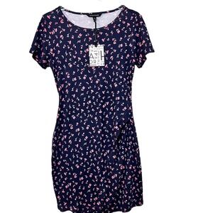 41 Hawthorn | Dresses | Elisse Surplice Bodice Knit Dress Floral Wrap Navy  With Flowers | Poshmark